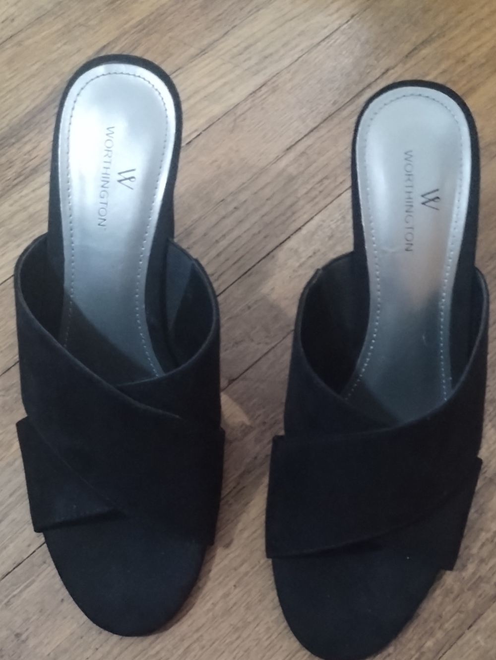 Worthington Black Crisscross Slip-On Mules